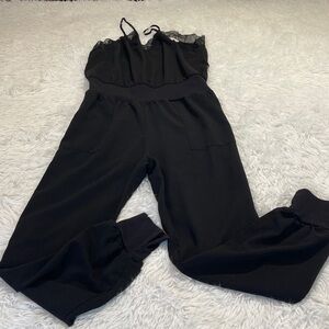 Tea n Rose Black Lace Detail JUMPSUIT WOMENS SIZE M